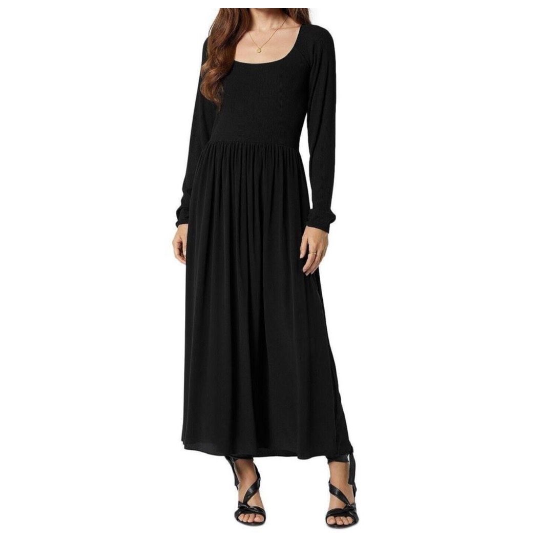 Joie Racine Silk Square Neck Maxi Dress Black Size M